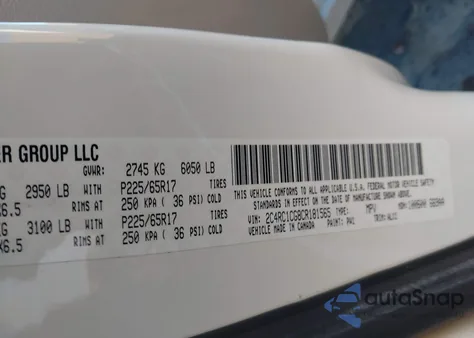 2012 Chrysler Town & Country Touring-L из США, поврежденный, VIN 2C4RC1CG8CR181565